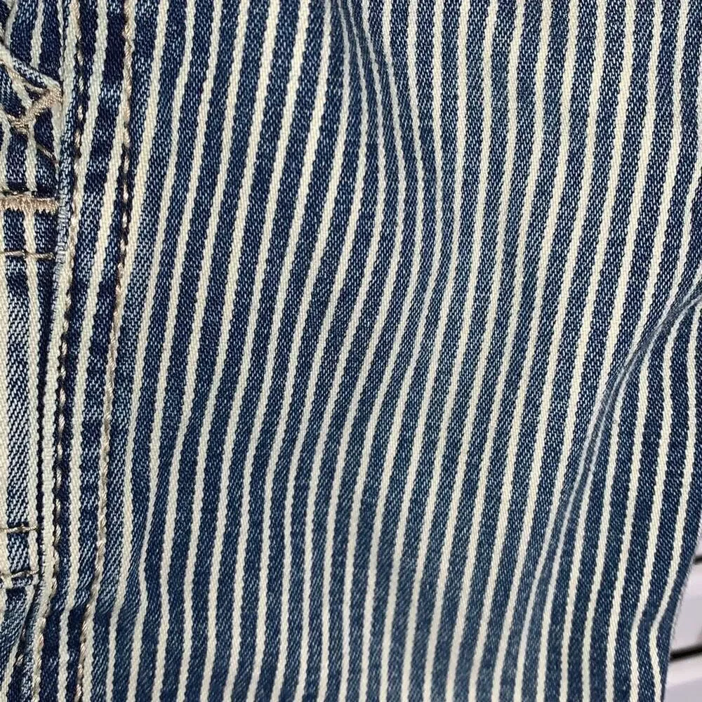 OSHKOSH b'gosh Blue Jean Striped Railroad Engineer Bib Overalls Boys‎ 6 Months